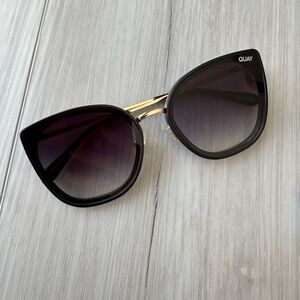 Quay Australia Black Large Cat Eye Sunglasses - Flat Out